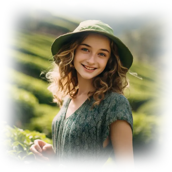 Sretna djevojka uživa u prirodi na plantaži čaja